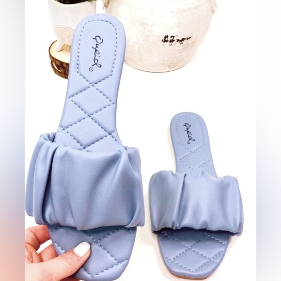 Vici open toe ruched slip on flat sandals. Quilted footbed, NEW in box Sz 8.5/9 - Picture 14 of 15